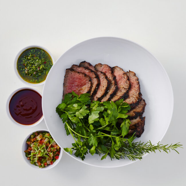 Solera & Co. Tri-Tip, Salsa Santa Maria, Chimichurri, Bourbon BBQ Sauce