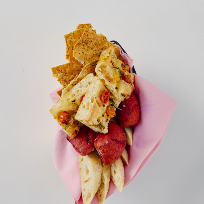 Solera & Co. Focaccia, Beet and Onion Ciabatta, French Baguette, Spiced Flatbreads