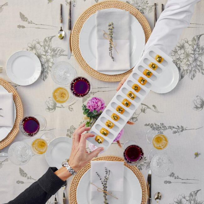 Solera & Co. Tater Tots with Caviar, Creme Fraiche, Gold Leaf